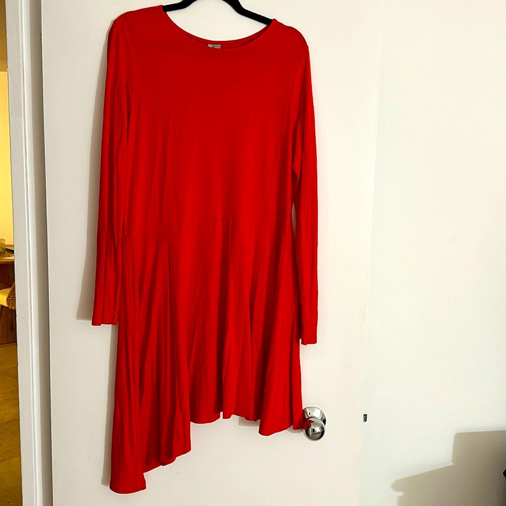 Asymmetrical hemline coral dress